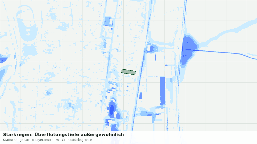 Statische Kartenansicht: Starkregen: Überflutungstiefe außergewöhnlich