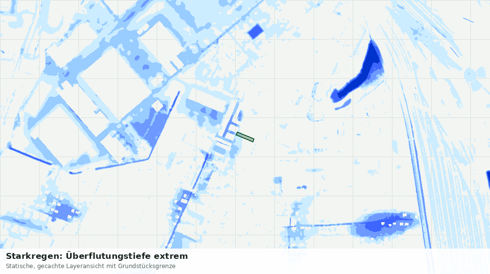 Statische Kartenansicht: Starkregen: Überflutungstiefe extrem