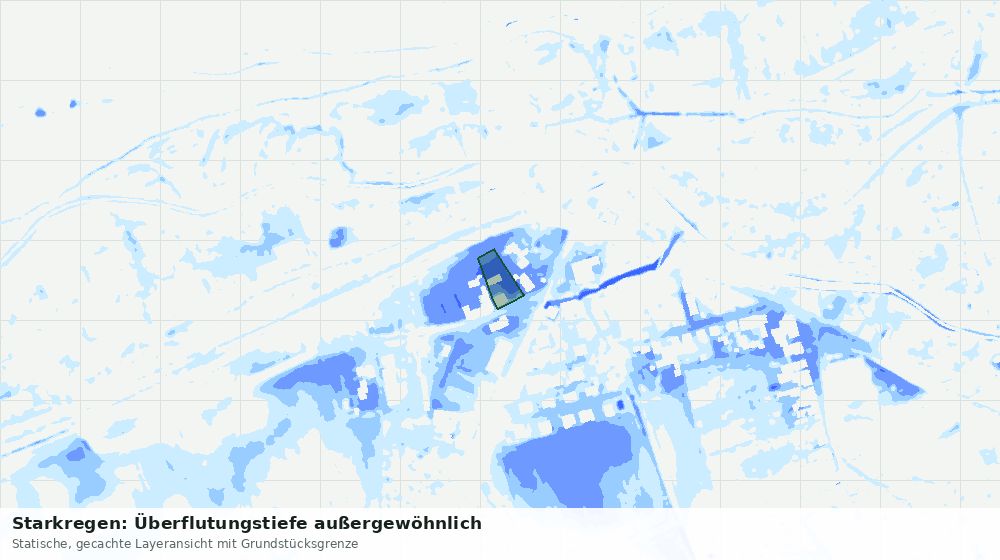 Statische Kartenansicht: Starkregen: Überflutungstiefe außergewöhnlich