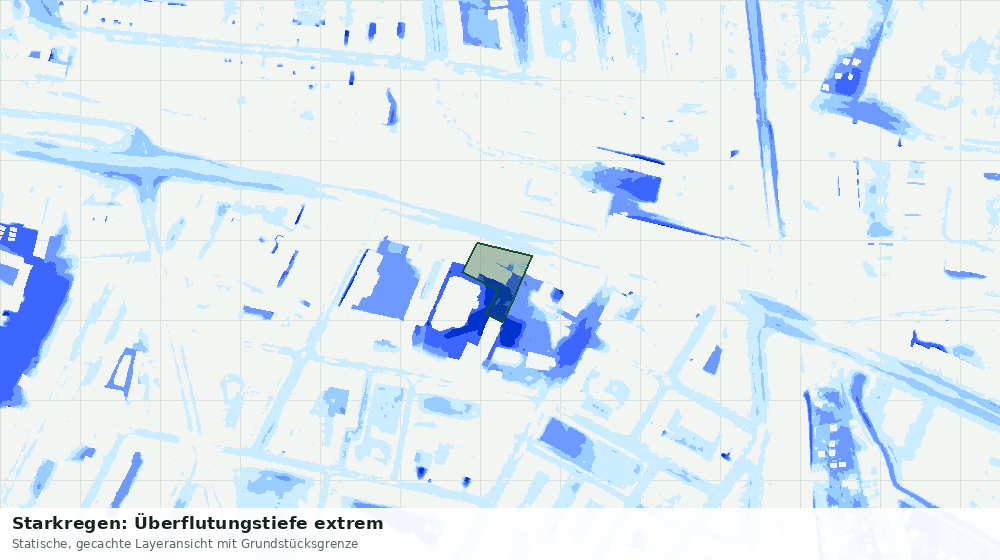Statische Kartenansicht: Starkregen: Überflutungstiefe extrem