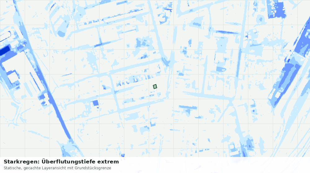 Statische Kartenansicht: Starkregen: Überflutungstiefe extrem