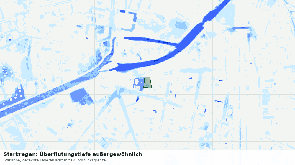 Statische Kartenansicht: Starkregen: Überflutungstiefe außergewöhnlich