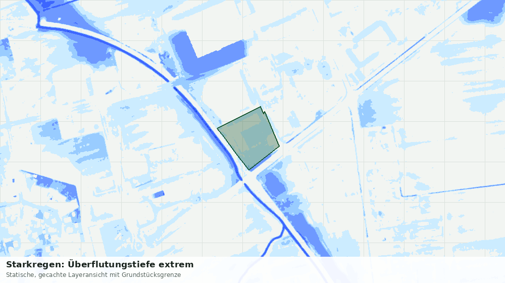 Statische Kartenansicht: Starkregen: Überflutungstiefe extrem