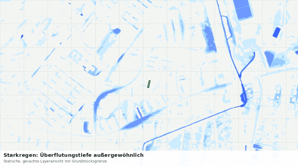 Statische Kartenansicht: Starkregen: Überflutungstiefe außergewöhnlich