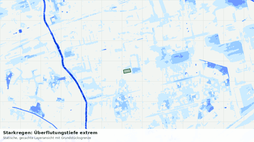 Statische Kartenansicht: Starkregen: Überflutungstiefe extrem