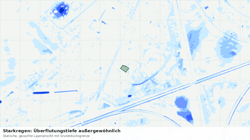 Statische Kartenansicht: Starkregen: Überflutungstiefe außergewöhnlich
