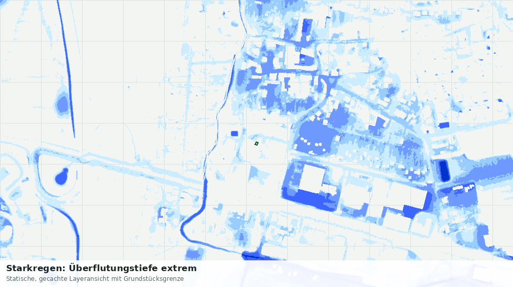 Statische Kartenansicht: Starkregen: Überflutungstiefe extrem
