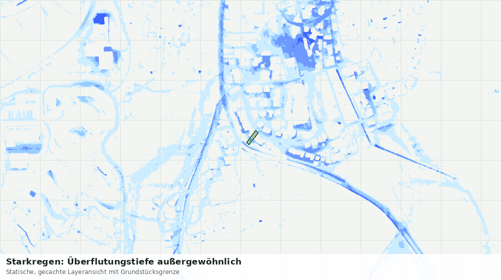 Statische Kartenansicht: Starkregen: Überflutungstiefe außergewöhnlich