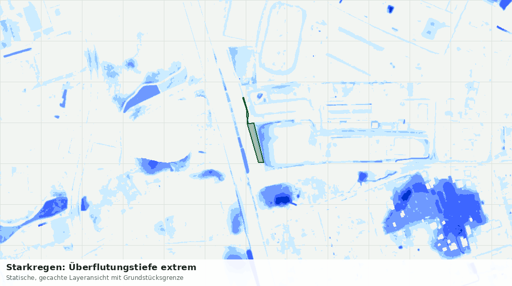 Statische Kartenansicht: Starkregen: Überflutungstiefe extrem