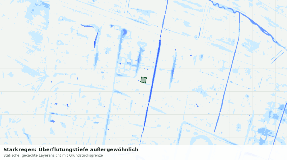 Statische Kartenansicht: Starkregen: Überflutungstiefe außergewöhnlich