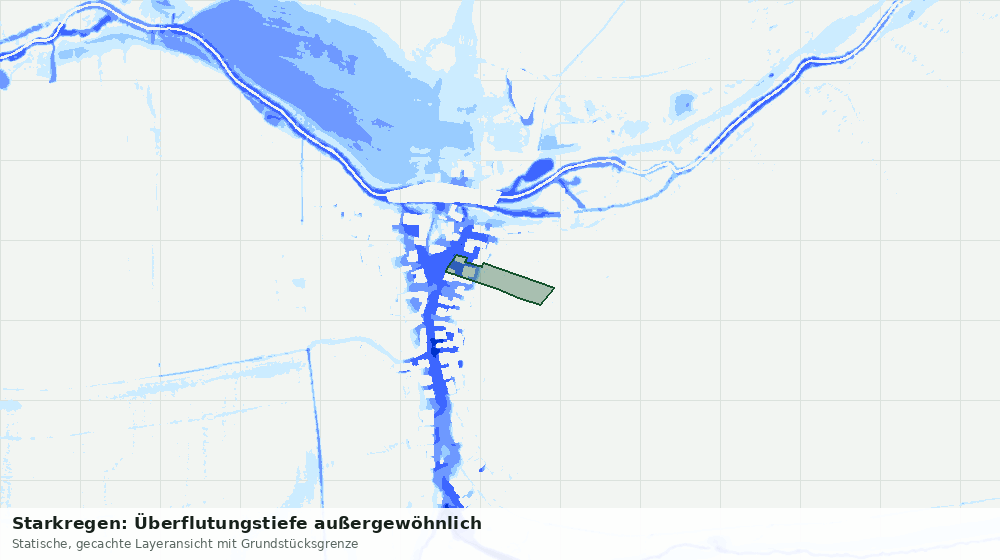 Statische Kartenansicht: Starkregen: Überflutungstiefe außergewöhnlich