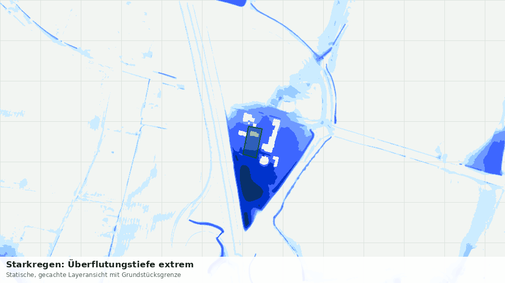 Statische Kartenansicht: Starkregen: Überflutungstiefe extrem