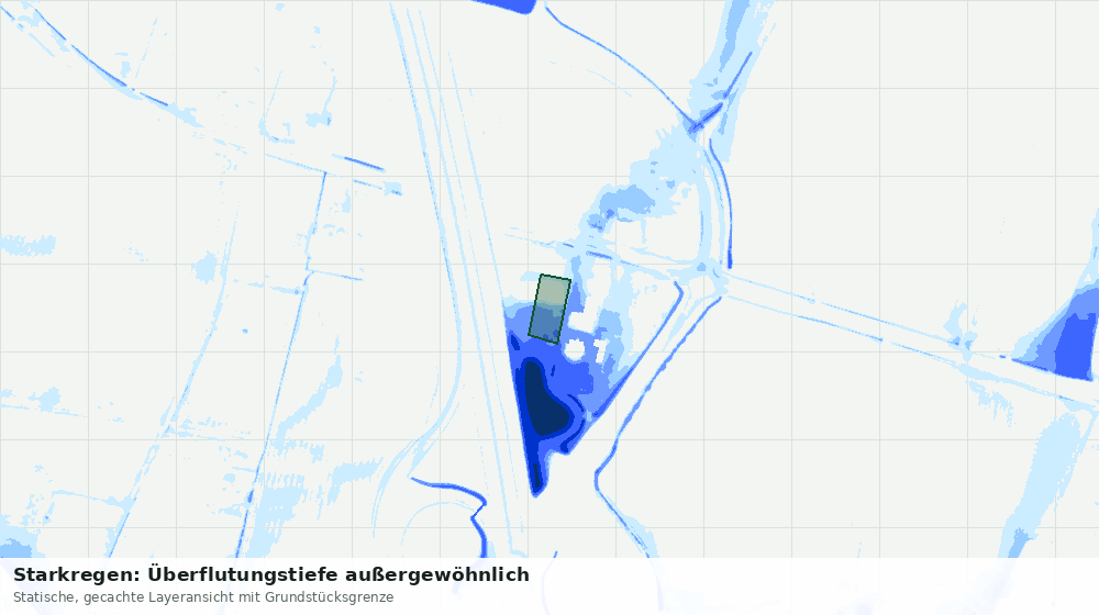 Statische Kartenansicht: Starkregen: Überflutungstiefe außergewöhnlich