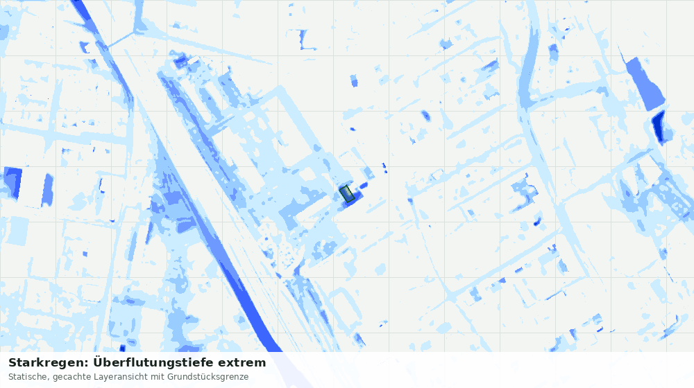 Statische Kartenansicht: Starkregen: Überflutungstiefe extrem