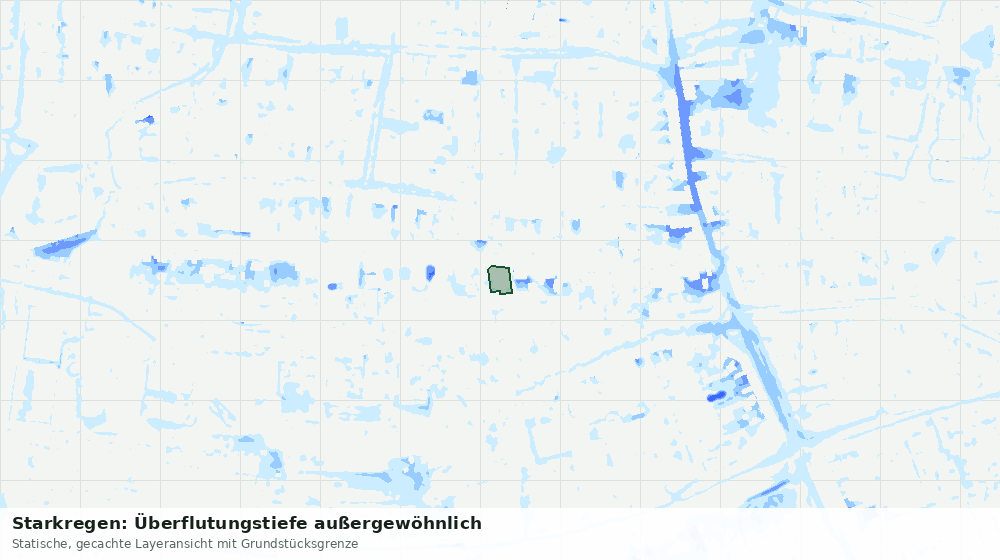 Statische Kartenansicht: Starkregen: Überflutungstiefe außergewöhnlich
