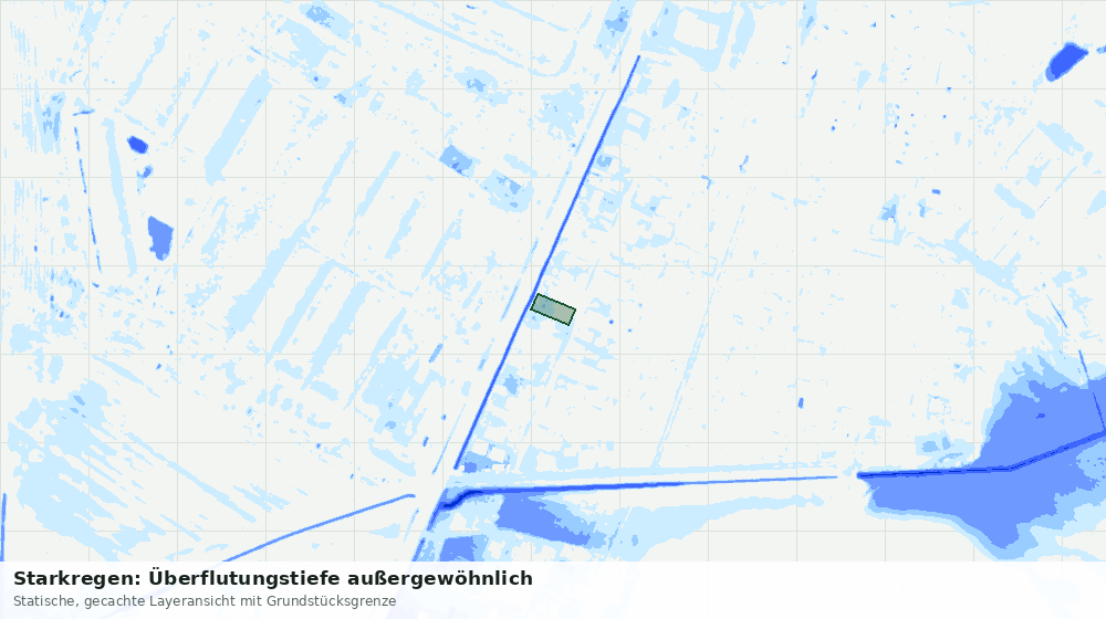 Statische Kartenansicht: Starkregen: Überflutungstiefe außergewöhnlich