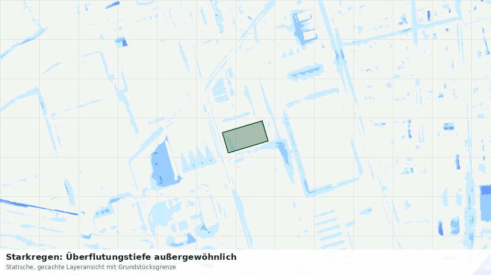 Statische Kartenansicht: Starkregen: Überflutungstiefe außergewöhnlich