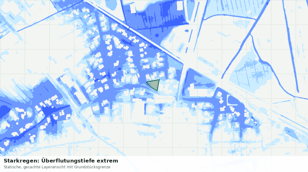 Statische Kartenansicht: Starkregen: Überflutungstiefe extrem