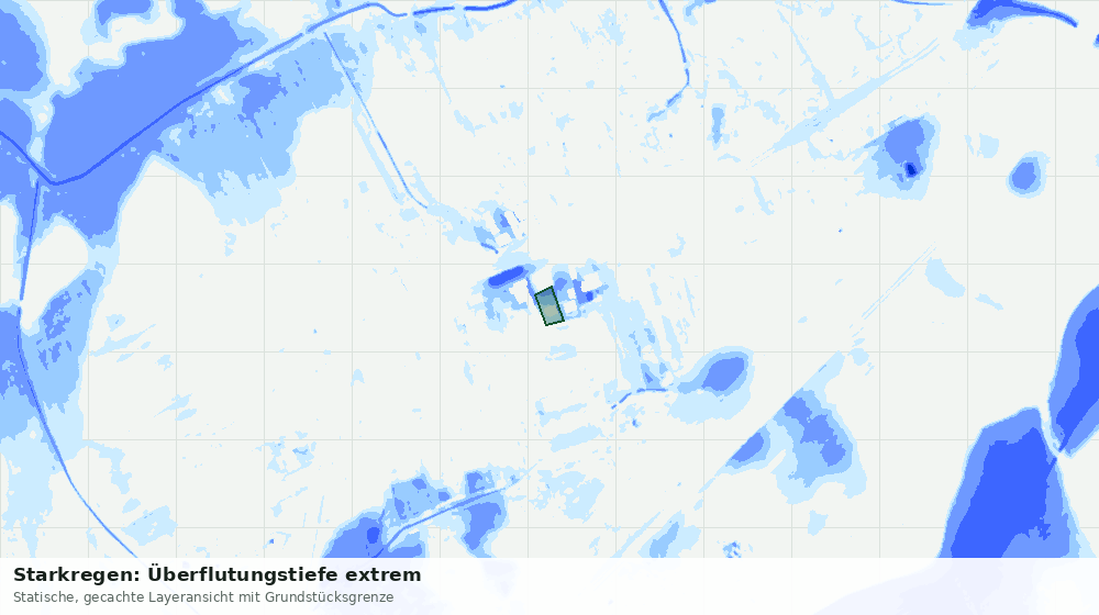Statische Kartenansicht: Starkregen: Überflutungstiefe extrem