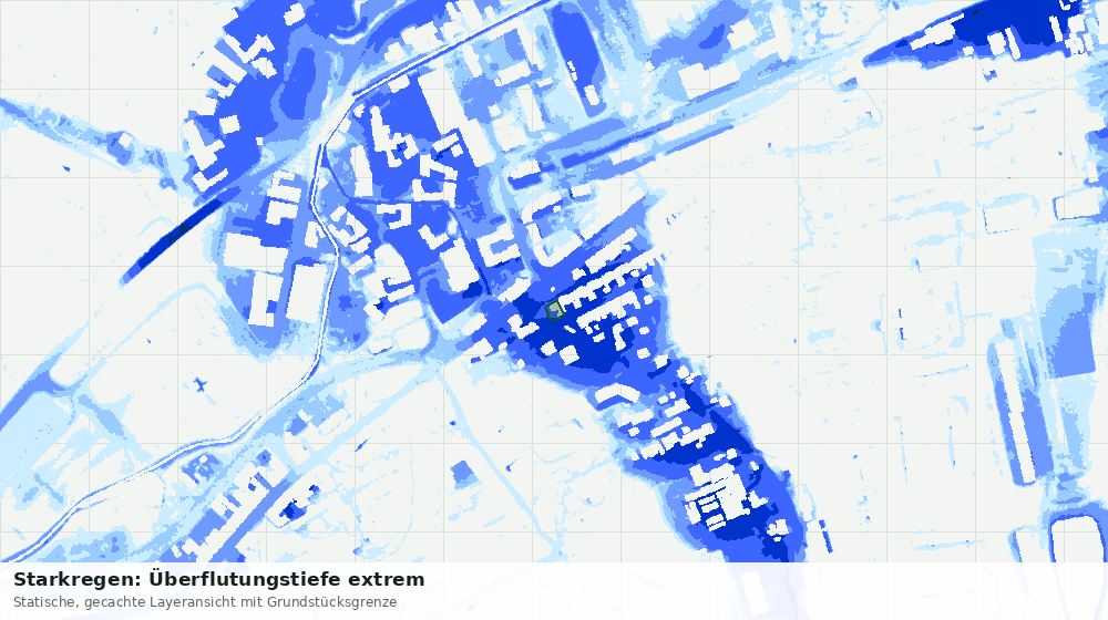 Statische Kartenansicht: Starkregen: Überflutungstiefe extrem