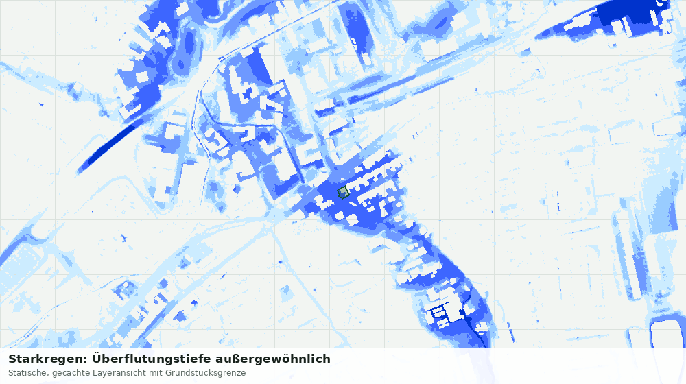 Statische Kartenansicht: Starkregen: Überflutungstiefe außergewöhnlich