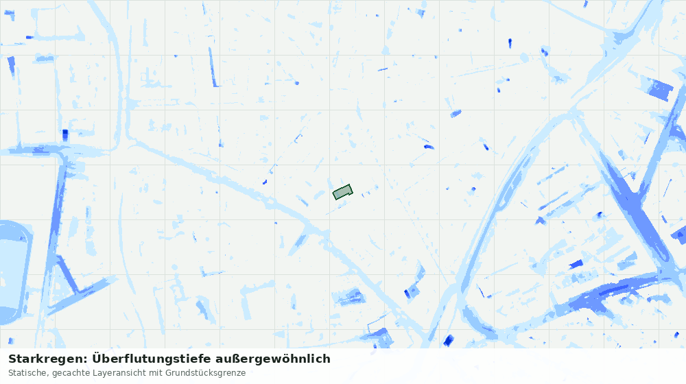 Statische Kartenansicht: Starkregen: Überflutungstiefe außergewöhnlich
