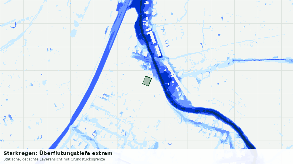 Statische Kartenansicht: Starkregen: Überflutungstiefe extrem