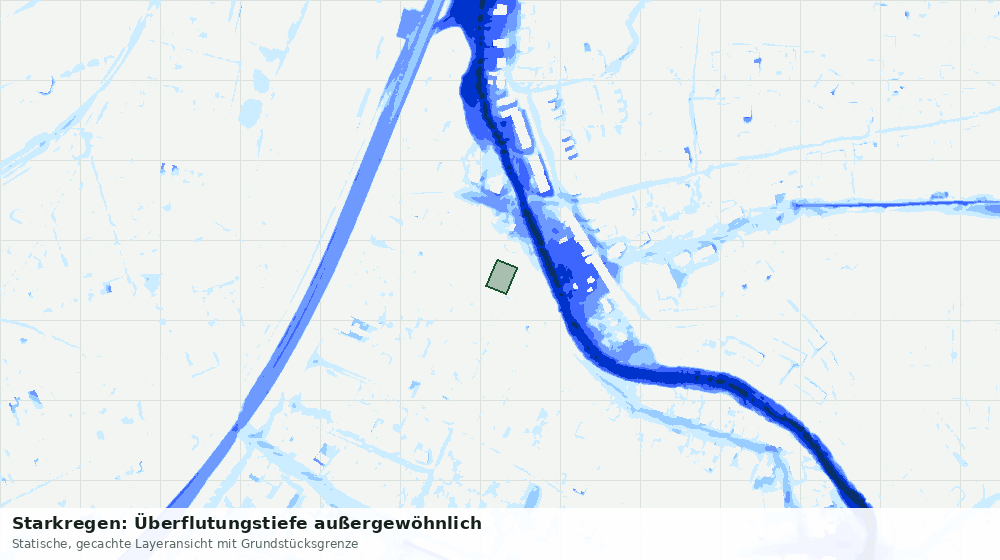 Statische Kartenansicht: Starkregen: Überflutungstiefe außergewöhnlich