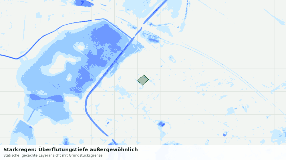 Statische Kartenansicht: Starkregen: Überflutungstiefe außergewöhnlich