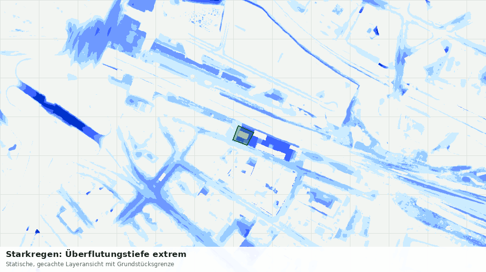 Statische Kartenansicht: Starkregen: Überflutungstiefe extrem