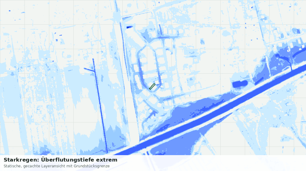 Statische Kartenansicht: Starkregen: Überflutungstiefe extrem