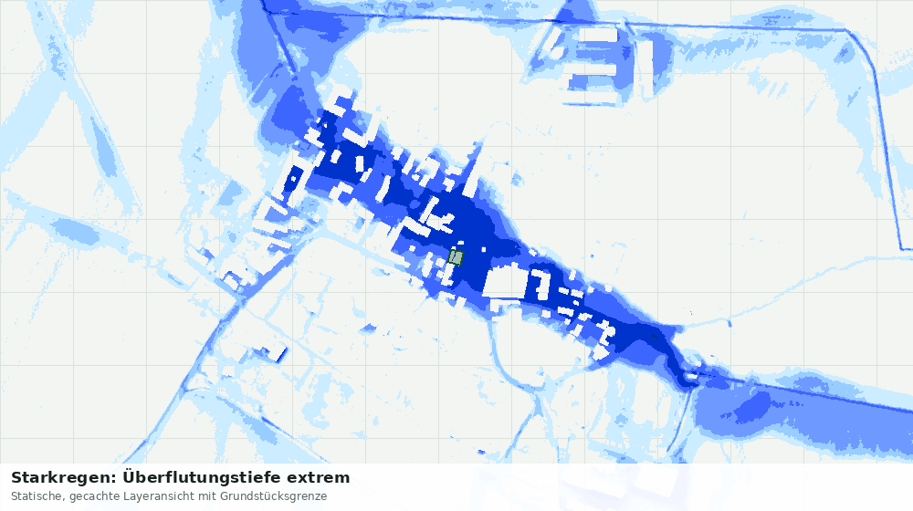 Statische Kartenansicht: Starkregen: Überflutungstiefe extrem