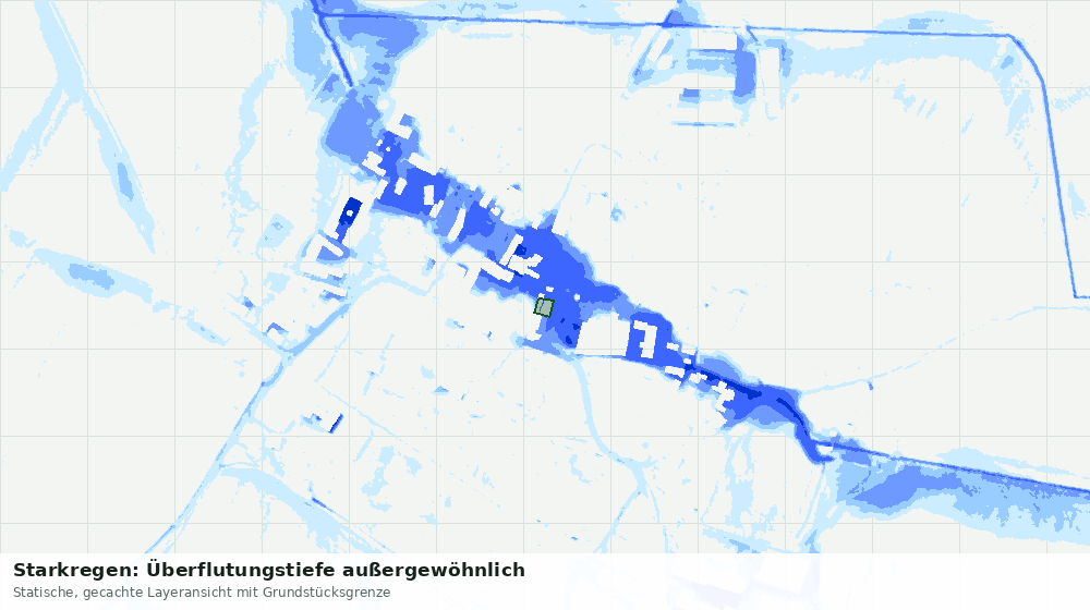 Statische Kartenansicht: Starkregen: Überflutungstiefe außergewöhnlich