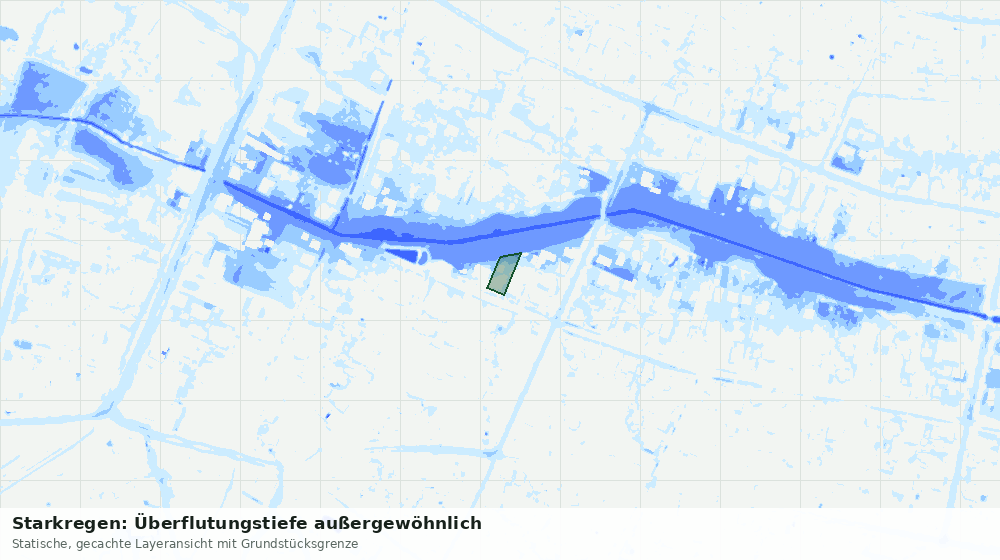 Statische Kartenansicht: Starkregen: Überflutungstiefe außergewöhnlich