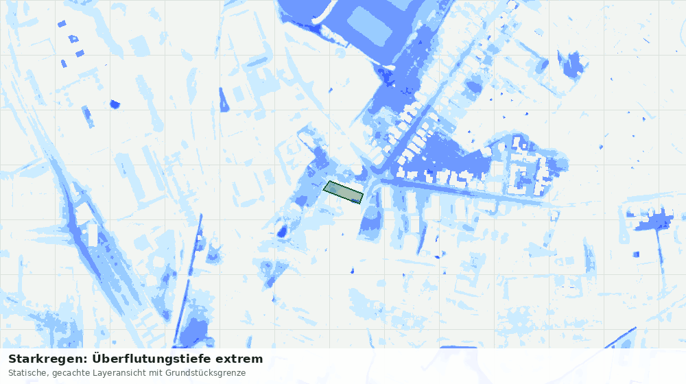 Statische Kartenansicht: Starkregen: Überflutungstiefe extrem