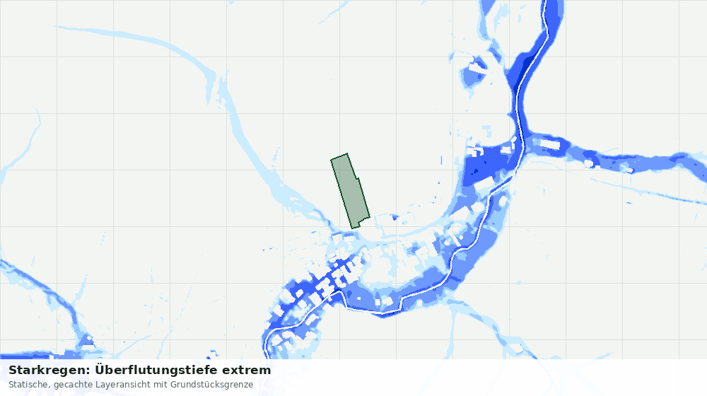 Statische Kartenansicht: Starkregen: Überflutungstiefe extrem