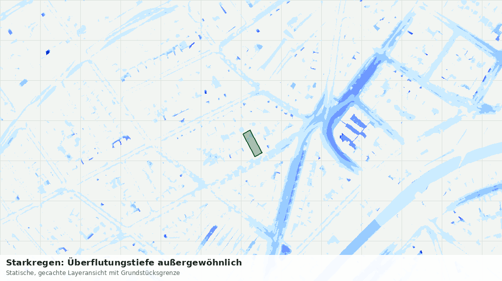Statische Kartenansicht: Starkregen: Überflutungstiefe außergewöhnlich