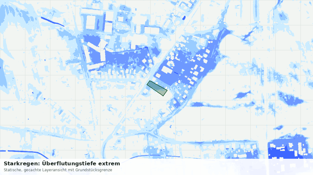 Statische Kartenansicht: Starkregen: Überflutungstiefe extrem