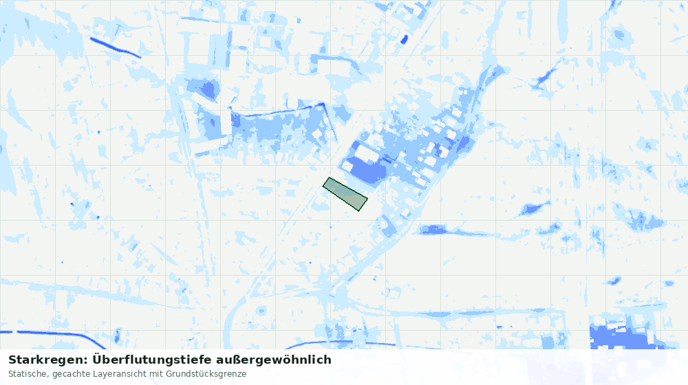 Statische Kartenansicht: Starkregen: Überflutungstiefe außergewöhnlich