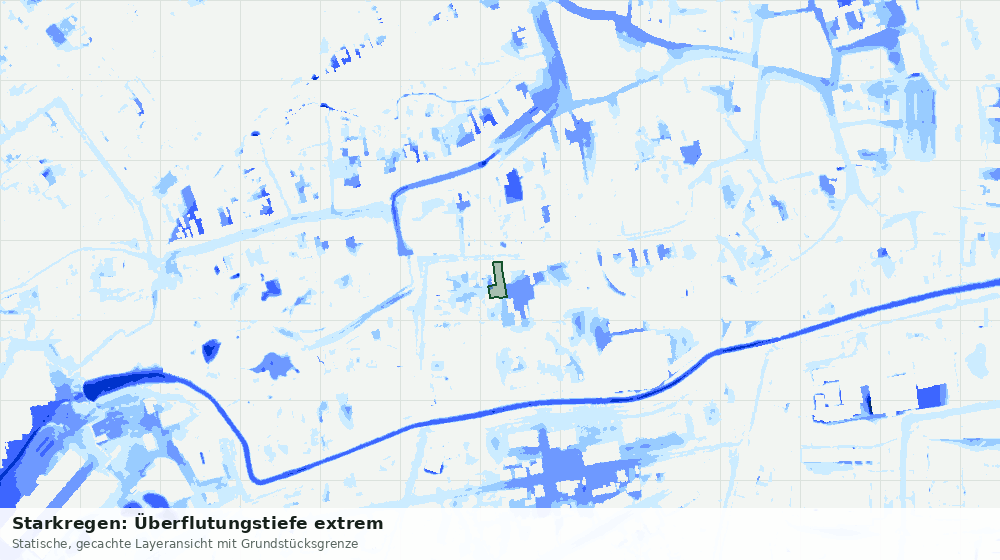 Statische Kartenansicht: Starkregen: Überflutungstiefe extrem