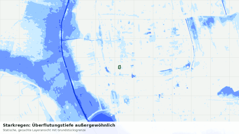 Statische Kartenansicht: Starkregen: Überflutungstiefe außergewöhnlich