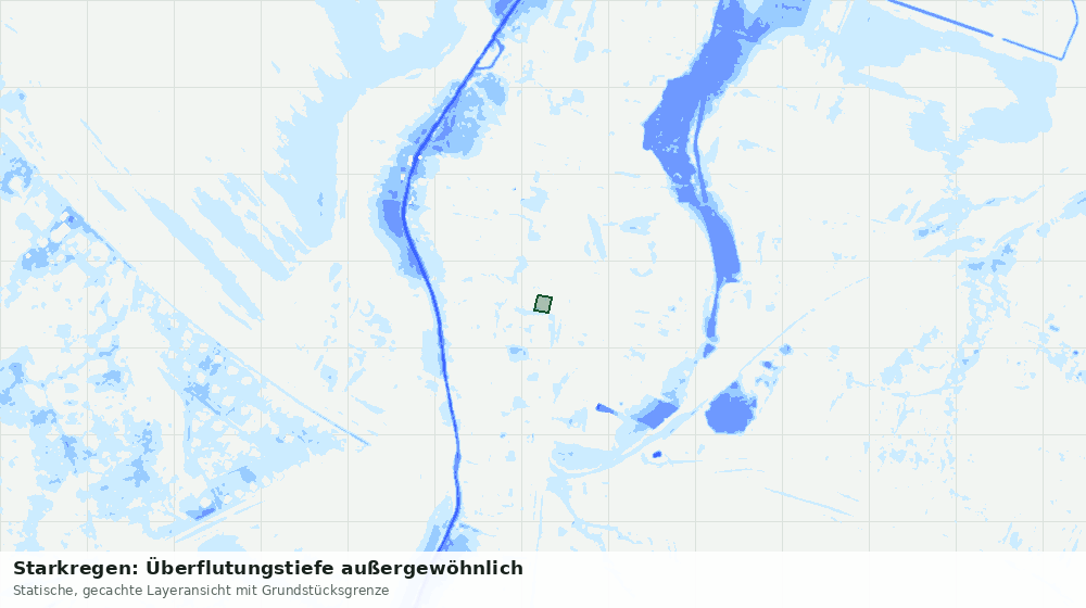 Statische Kartenansicht: Starkregen: Überflutungstiefe außergewöhnlich