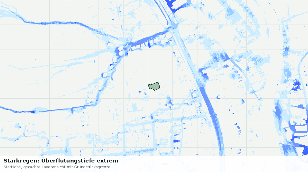 Statische Kartenansicht: Starkregen: Überflutungstiefe extrem