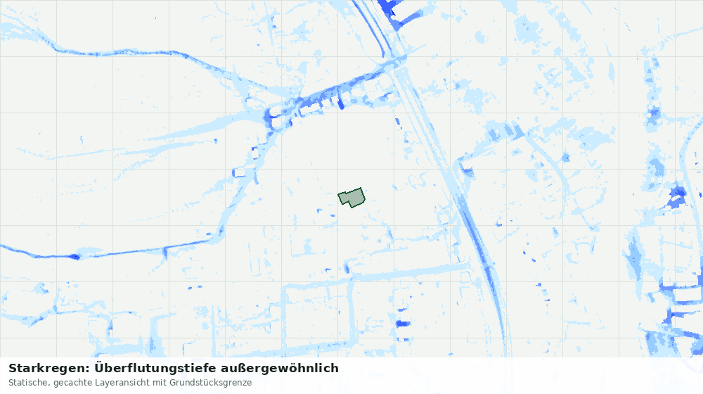 Statische Kartenansicht: Starkregen: Überflutungstiefe außergewöhnlich