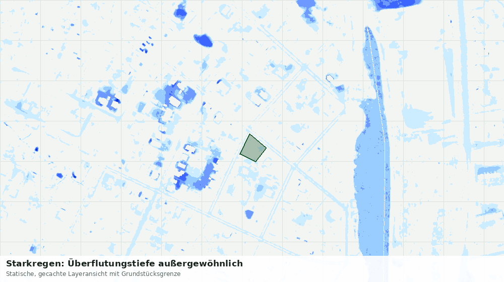 Statische Kartenansicht: Starkregen: Überflutungstiefe außergewöhnlich