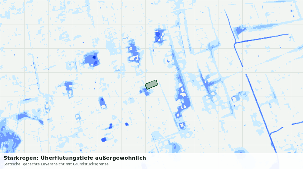 Statische Kartenansicht: Starkregen: Überflutungstiefe außergewöhnlich