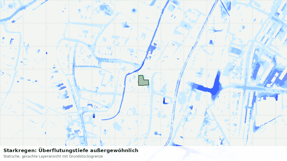 Statische Kartenansicht: Starkregen: Überflutungstiefe außergewöhnlich