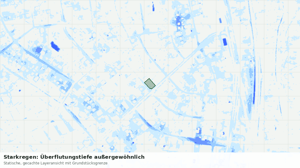 Statische Kartenansicht: Starkregen: Überflutungstiefe außergewöhnlich