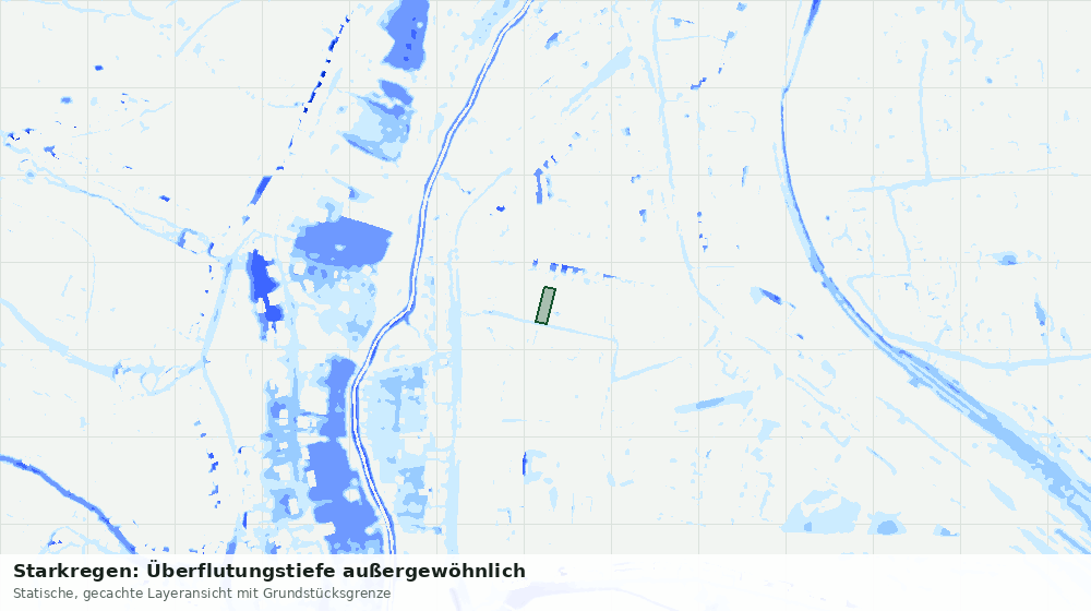 Statische Kartenansicht: Starkregen: Überflutungstiefe außergewöhnlich