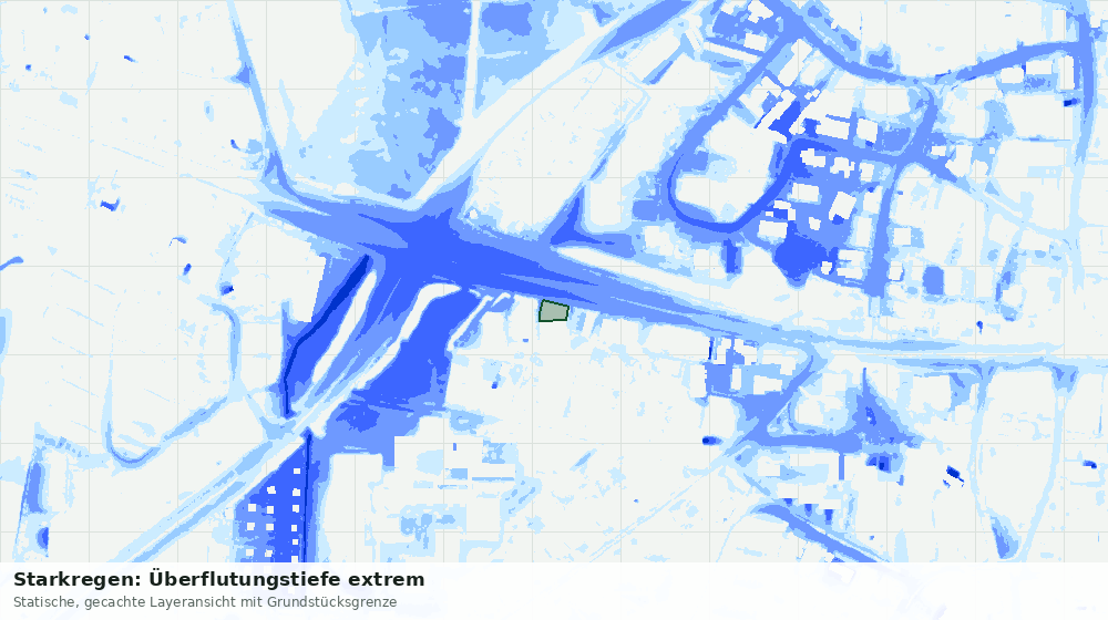 Statische Kartenansicht: Starkregen: Überflutungstiefe extrem